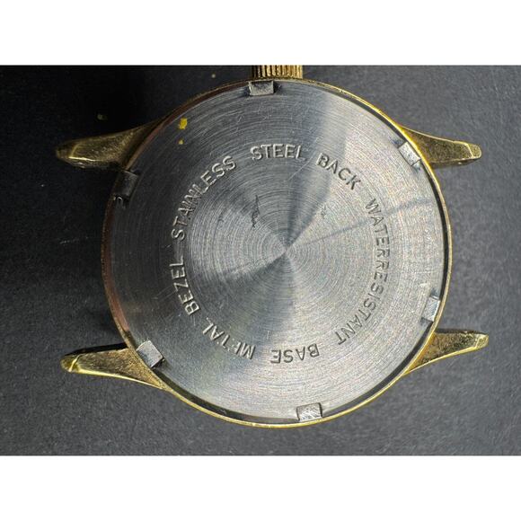 Vintage BENRUS Men\'s Date Watch 17 Jewels Gold Tone Silver Dial 30mm No Band main image 6